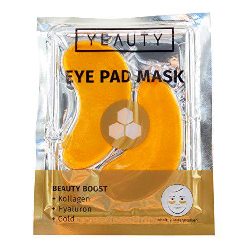 YEAUTY Beauty Boost EYE PAD MASK - Almohadillas hidratantes para los ojos con ingredientes activos de colágeno Hyaloron y oro