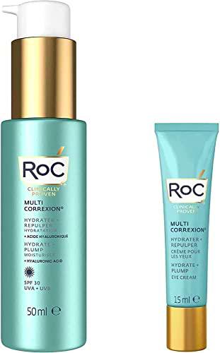 RoC - Multi Correxion Hydrate + Plump Crema Hidratante Facial SPF 30 con el paquete de Hydrate + Plump Crema de Ojos