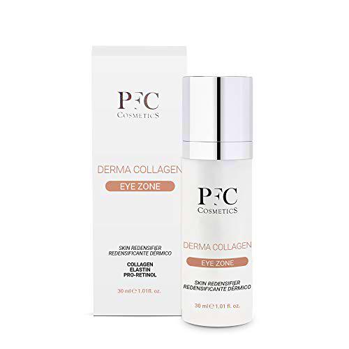 PFC Cosmetic Contorno de Ojos con Colágeno Derma Colagen Eye Zone 30ml con Aloe Vera Colágeno Agua Hamamelis Elastina Pro Retinol Argireline® Vitamina E y Ácido Hialurónico para el Cuidado Personal