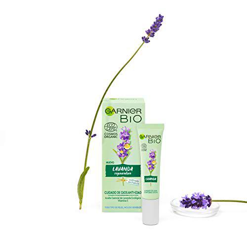 Garnier BIO Crema Antiedad para el Contorno de Ojos con Aceite Esencial de Lavanda Ecológico y Vitamina E Hidrata y regenera la piel