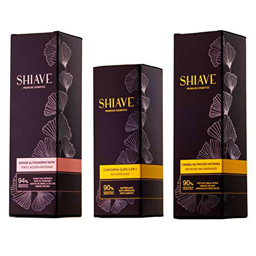 Shiave Ritual Pack Belleza Facial: SERUM ULTRAHIDRATANTE ANTIEDAD 50ml + CONTORNO DE OJOS ANTIARRUGAS 15ml + CREMA NUTRICIÓN ANTIEDAD ANTIARRUGAS 50ml