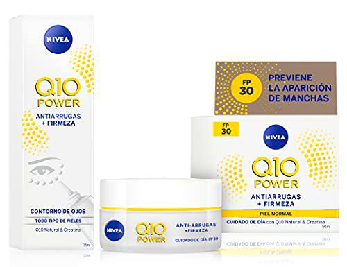 NIVEA Q10 Power Antiarrugas Cuidado de Día Triple Defensa FP30 + Crema Contorno de Ojos