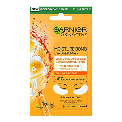 Garnier Garnier - Máscara para ojos, ácido hialurónico y zumo naranja, 6 g x